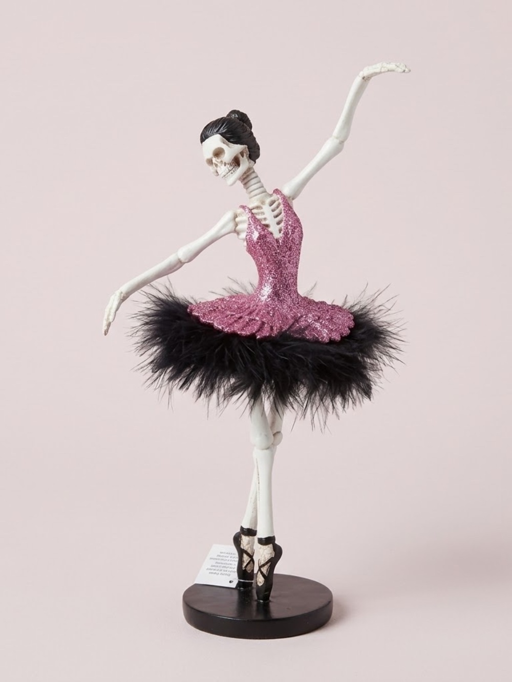 NWT Skeleton Ballerina Figurine in Pink and Black